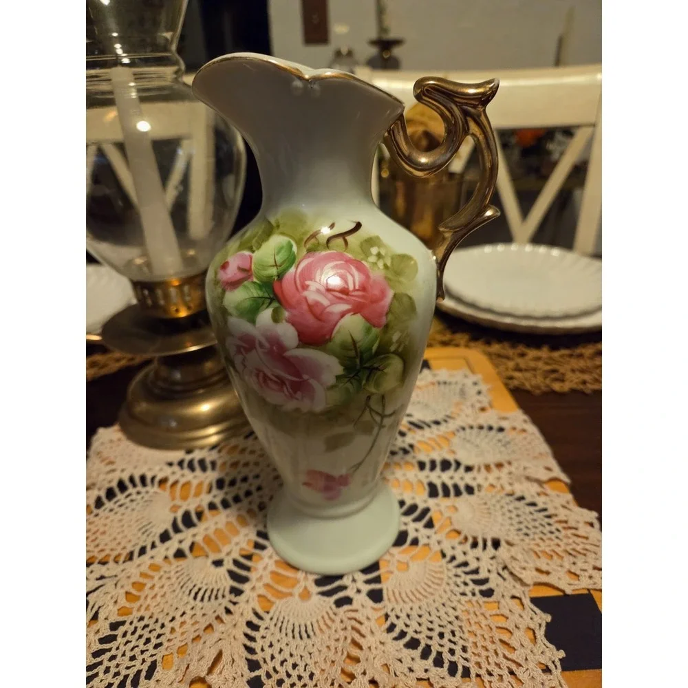 vintage Lefton Heritage porcelain vase, Flowers, Japan, Cottagecore, Victorian
